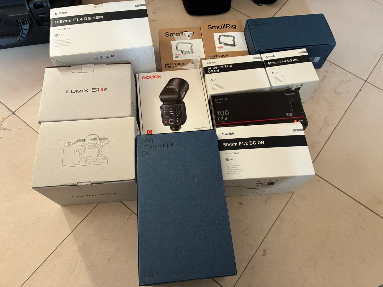 Panasonic kit met lenzen en oa S1RII S1IIe , sigma's, godox,, Enlèvement ou Envoi, Panasonic