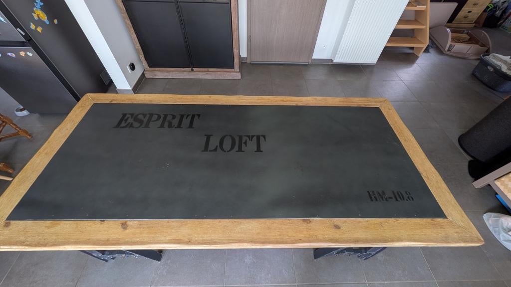 Table 200x90cm style industriel, 150 à 200 cm, Cinq personnes ou plus, Comme neuf, Enlèvement