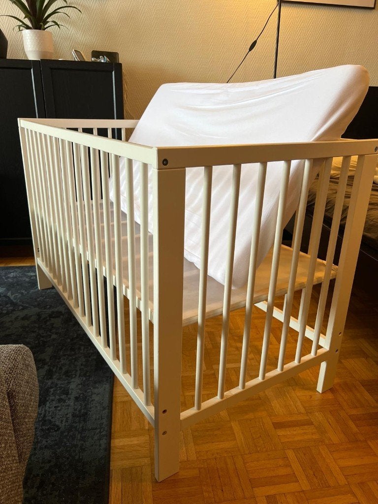IKEA Gulliver wit babybedje + 60x120 matras, Ophalen, Gebruikt, Ledikant
