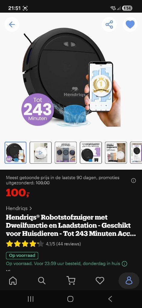 Robotstofzuiger met dweilfunctie, Overige merken, Zo goed als nieuw, Ophalen, Bedienbaar via app