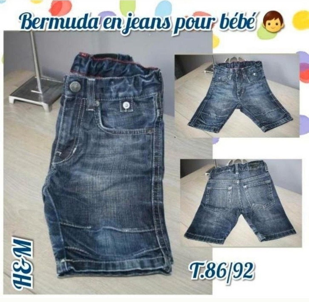 Bermuda en jeans pour bébé garçon -Blue-H&M-T.86-92 cm, Kinderen en Baby's, Babykleding | Maat 86, Ophalen of Verzenden, Gebruikt