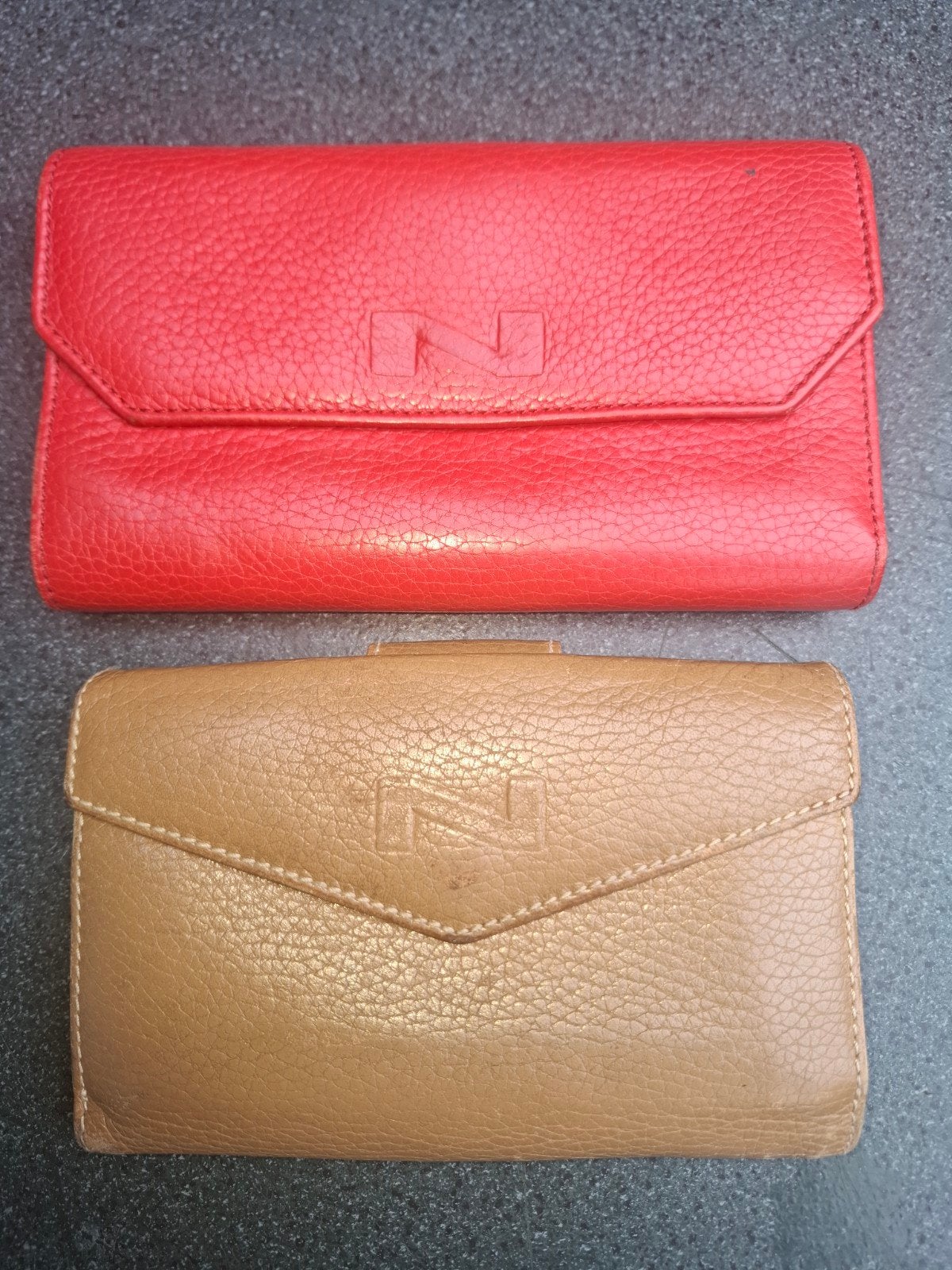 twee dames portefeuille leder bruin en rood, Ophalen, Rood, Leder