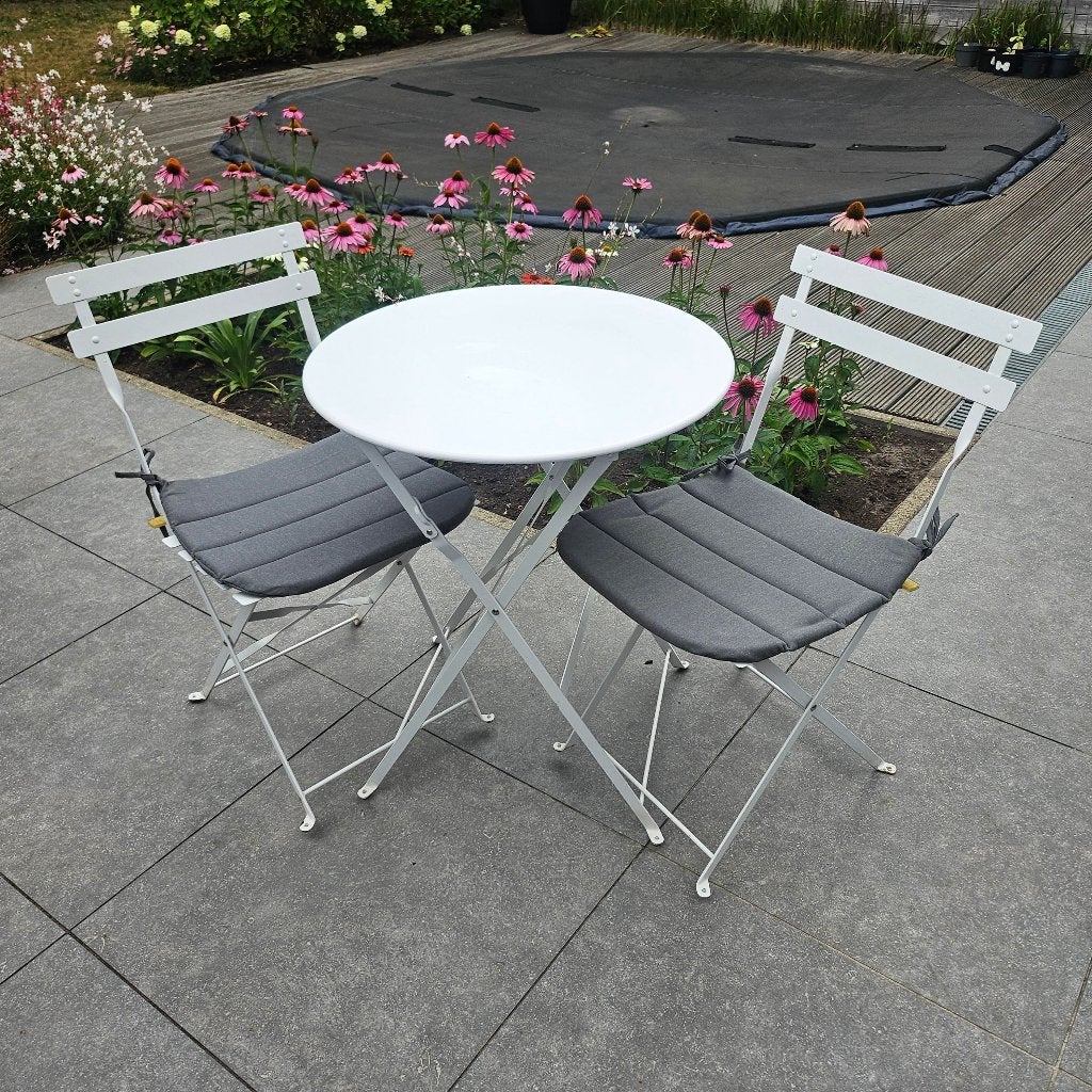 wit Bistro-setje, Tuin en Terras, Tuinsets en Loungesets, Overige materialen, Zo goed als nieuw, Tuinset, Eettafel
