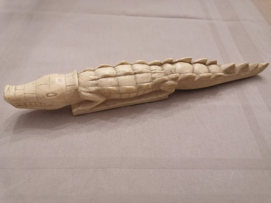 zwaar antiek beeldje krokodil    (30 cm ), Ophalen of Verzenden