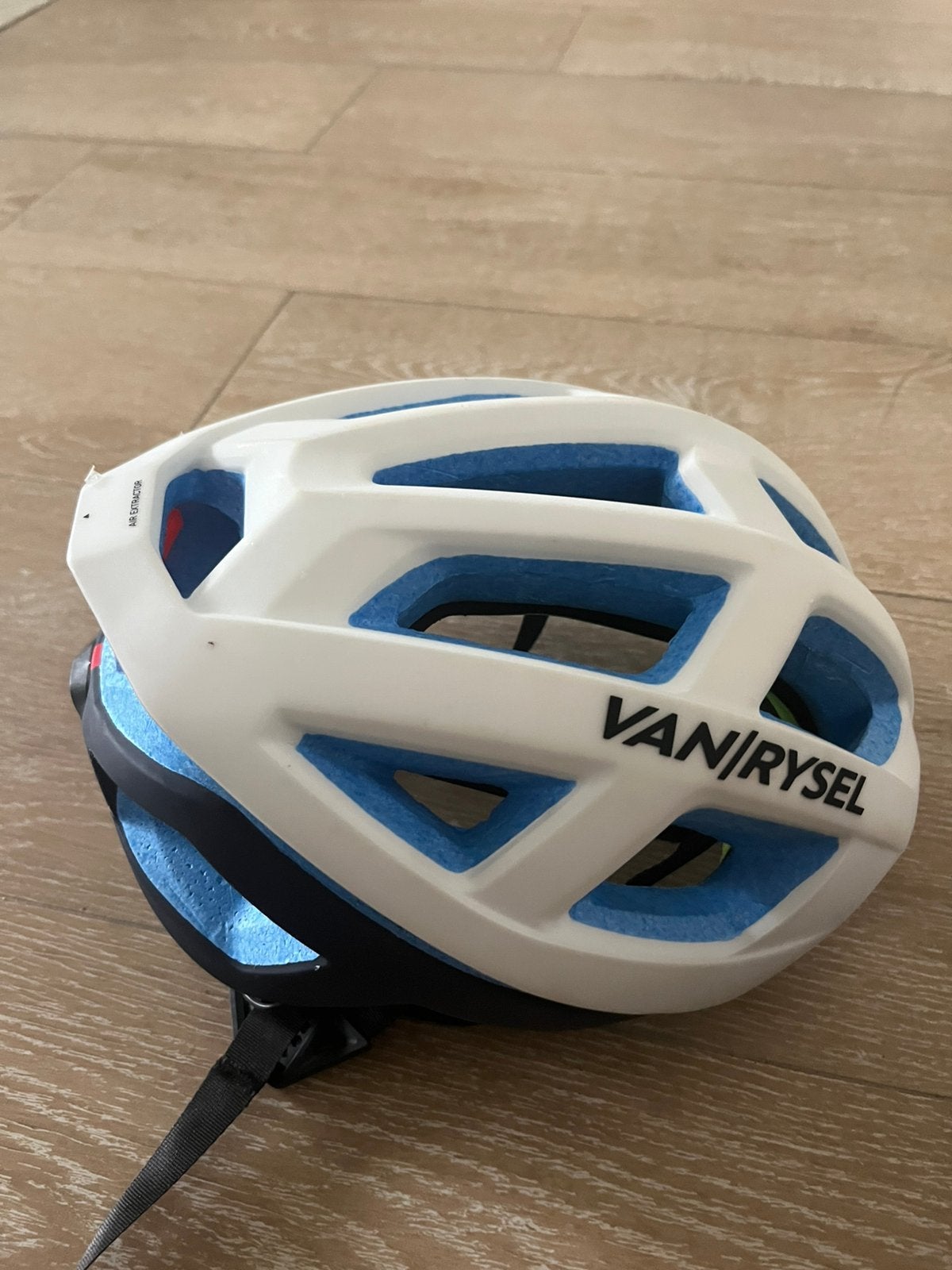 Casque vélo Van Rysel – Blanc/Bleu – Très bon état, Enlèvement, Comme neuf