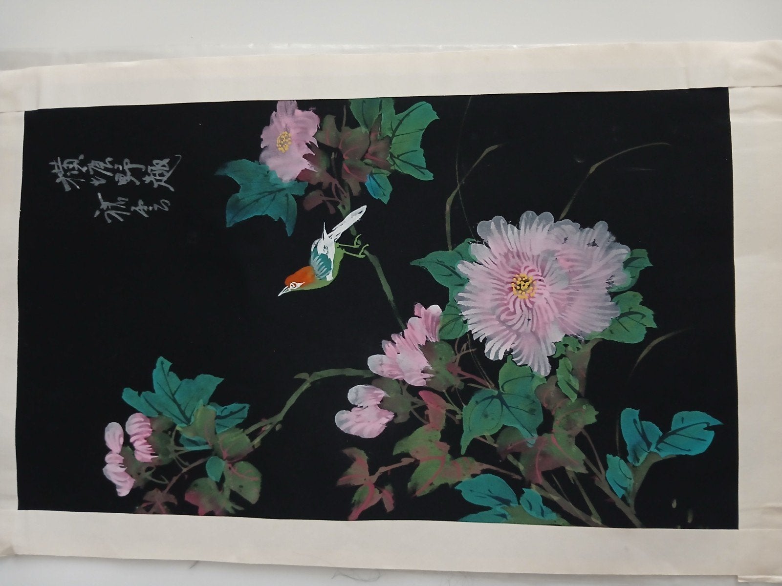 peinture sur soie asiatique sous pochette protection état 9, Enlèvement ou Envoi