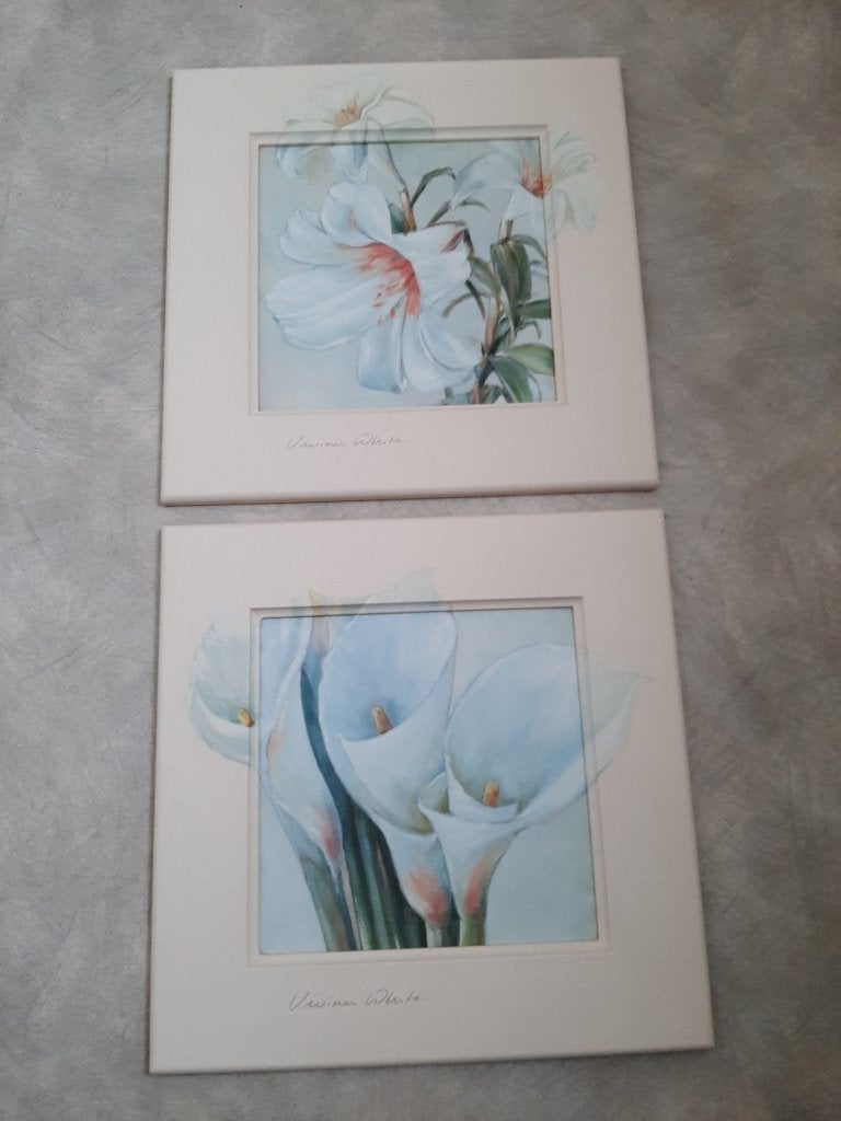 2 schilderijen stilleven met lelie en hyacint,gehandtekend, Antiek en Kunst, Kunst | Schilderijen | Klassiek, Stilleven, Klassiek