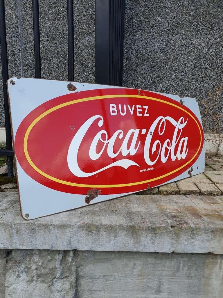 Jaren 70 coca cola emaille bord, Verzamelen, Merken en Reclamevoorwerpen, Ophalen of Verzenden, Zo goed als nieuw