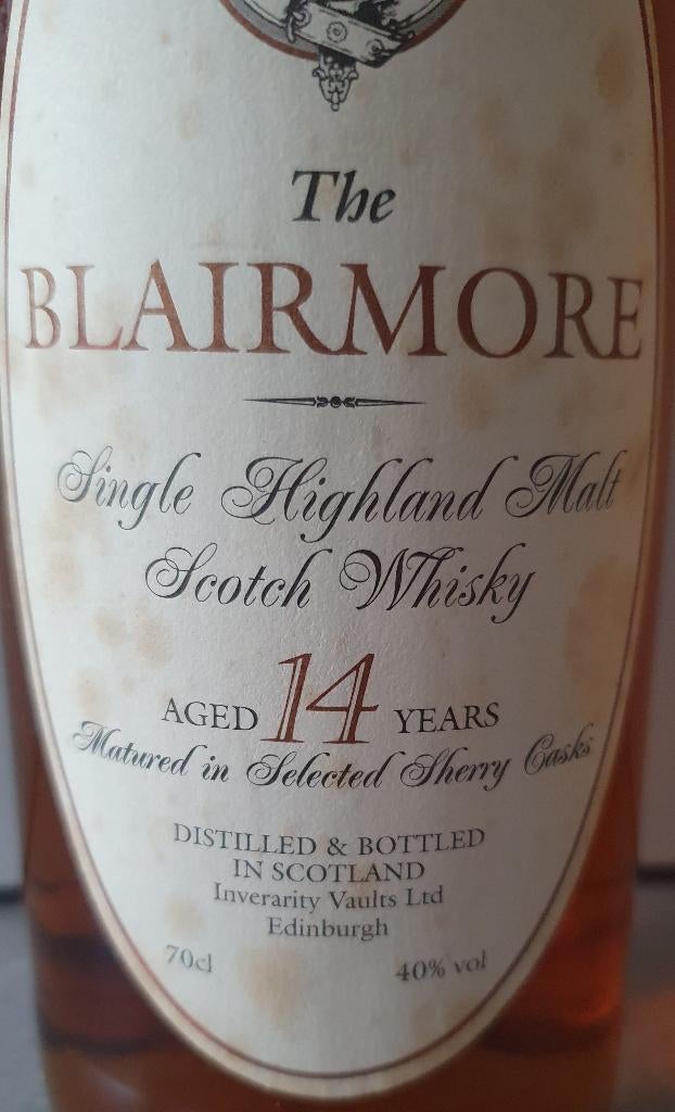 Collector’s item: Blairmore 14y Highland Malt – Unieke fles, Overige gebieden, Overige typen, Ophalen of Verzenden, Zo goed als nieuw