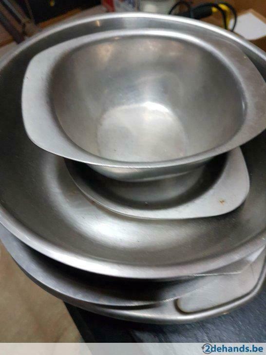 6 inox kommetjes en schaaltjes, Huis en Inrichting, Gebruikt, Schaal of Schalen