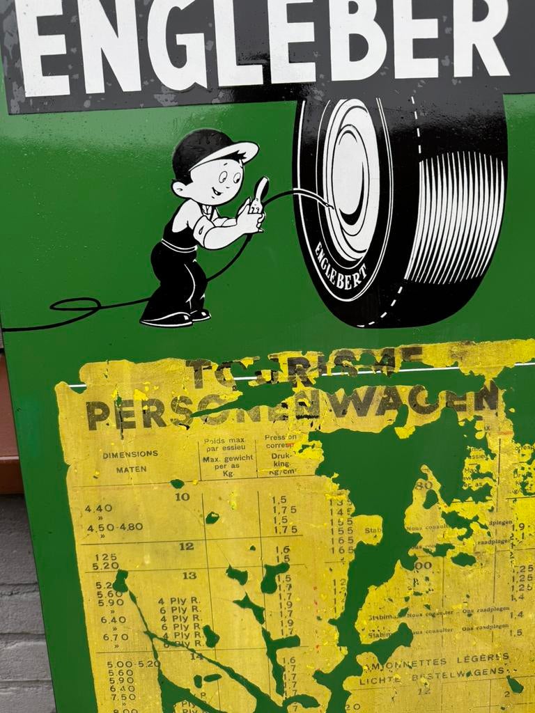 Panneau publicitaire en émail ENGLEBERT, Collections, Enlèvement ou Envoi, Utilisé, Panneau publicitaire