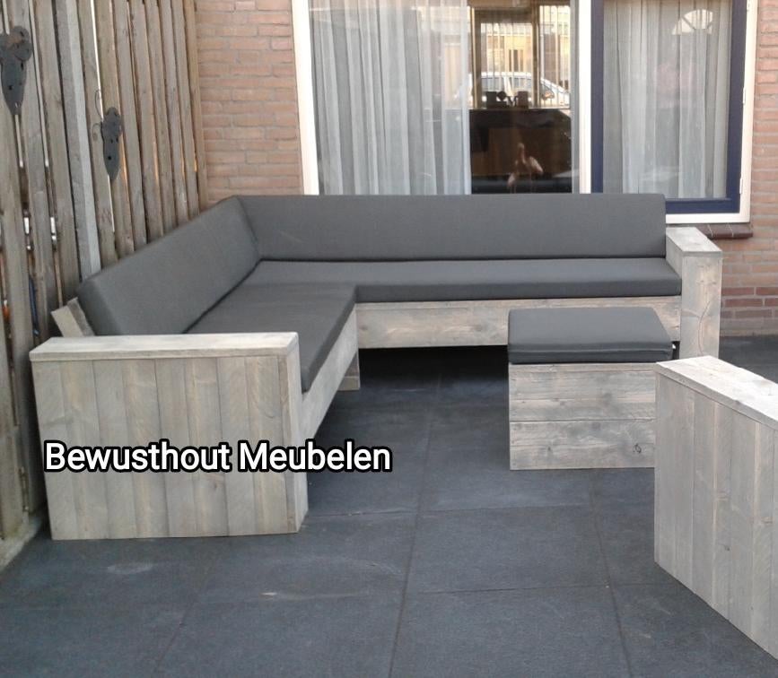 ACTIE!! Steigerhouten Hoekbank/Loungeset! 5 dagen Levertijd!, Steigerhout, Nieuw, Ophalen of Verzenden, Loungeset
