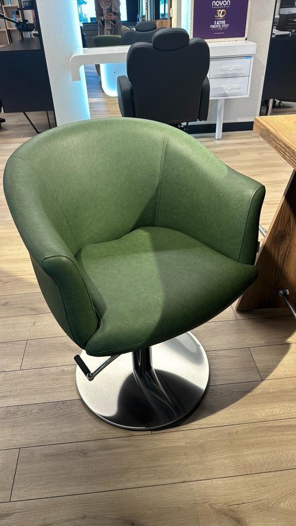 Kappersstoel Groen knipstoel make up föhn stoel kapsalon, Huis en Inrichting, Nieuw, Ophalen of Verzenden, Minder dan 100 cm, Ovaal