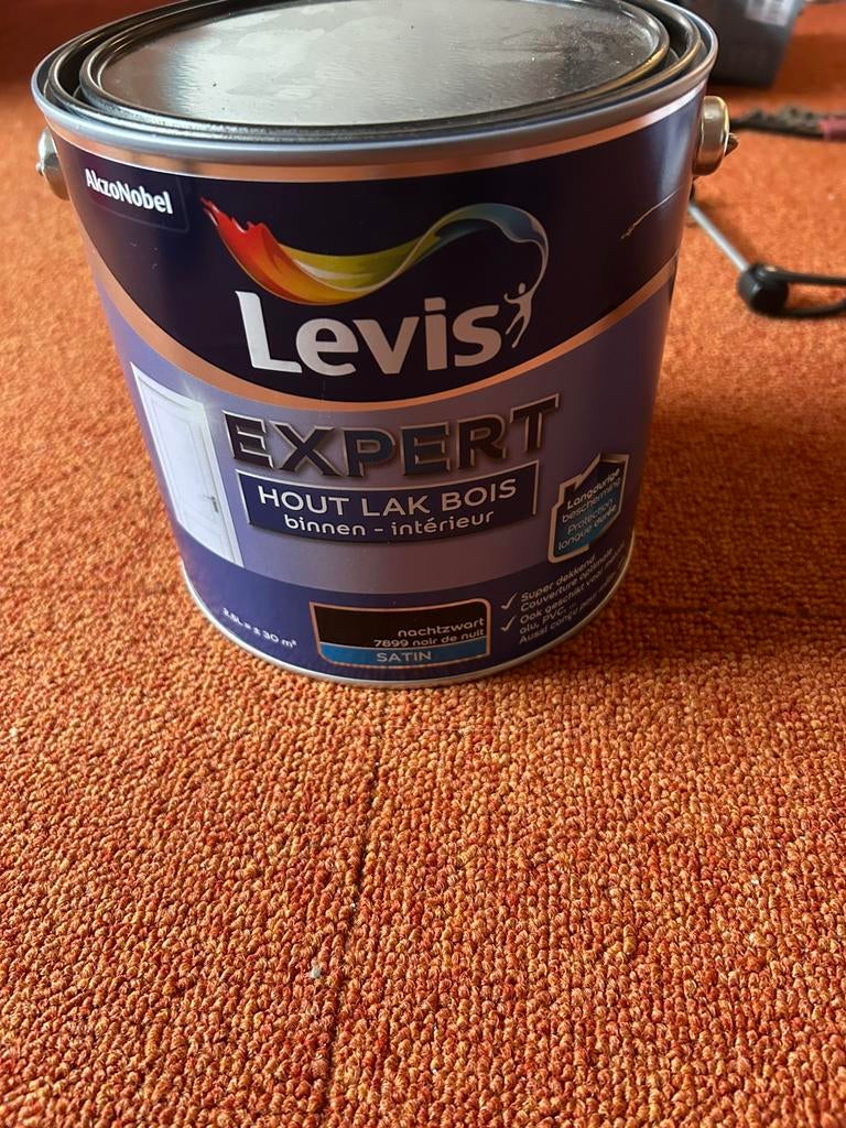 Levis Expert binnenlak zijdeglans nachtzwart 2,5 l, Ophalen, Zwart, Nieuw, Lak