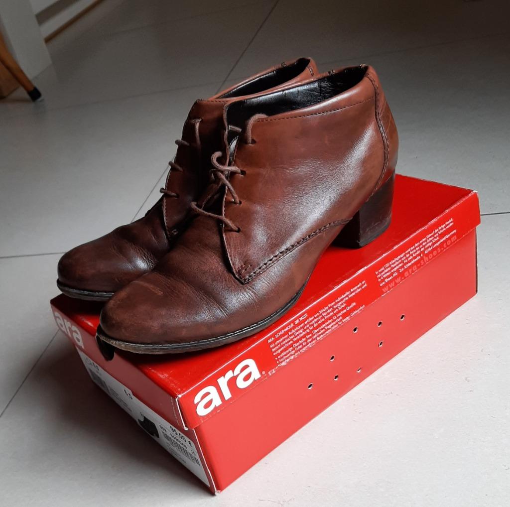 Te koop: Mooie bruine lederen enkellaarsjes van "Ara", 40., Ophalen, Bruin, Lage of Enkellaarzen