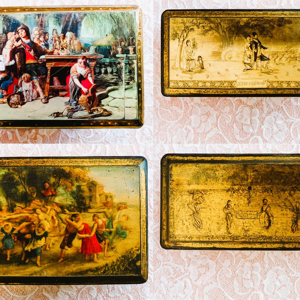 Unieke Vintage Blikken – Klassieke Europese Taferelen., Verzamelen, Blikken, Ophalen of Verzenden