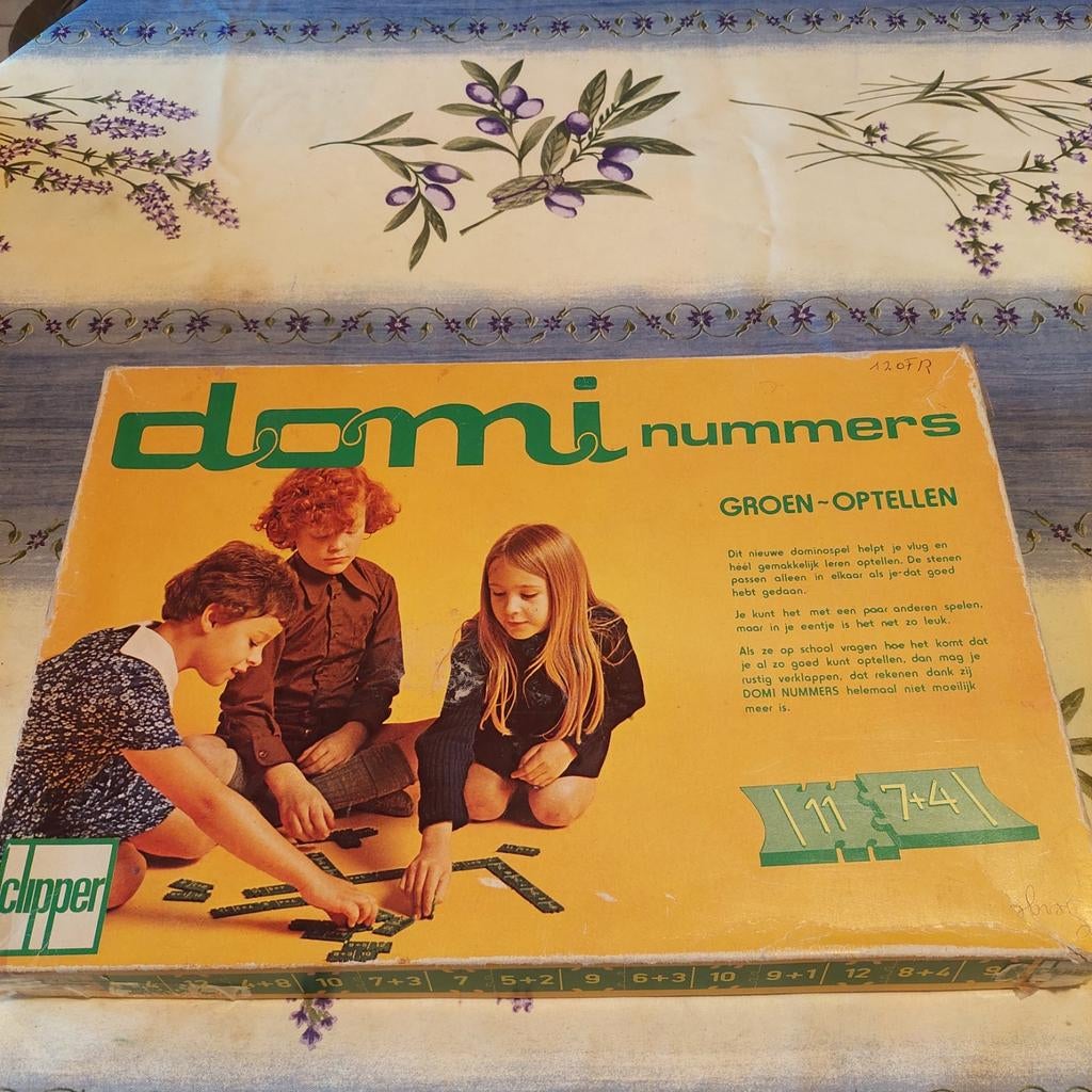 Oud gezelschapsspel Dominummers groen optellen kinderen4tot8, Ophalen of Verzenden, Zo goed als nieuw