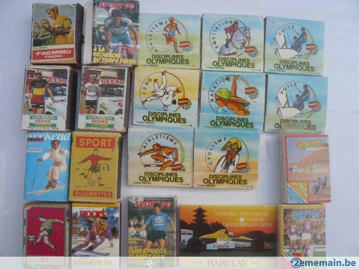 Boîtes d'allumettes et pochettes sujet "sport" 21 pièces., Collections, Enlèvement, Utilisé, Boîtes ou marques d'allumettes