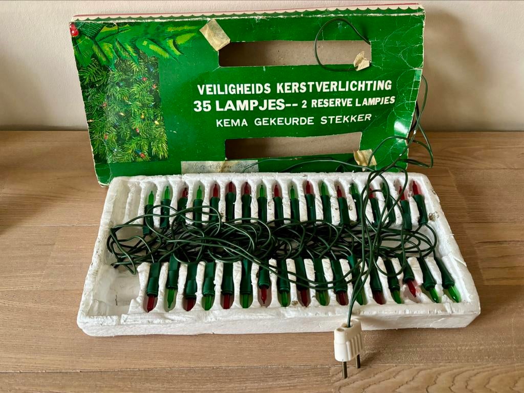 Vintage kerstverlichting kerstlampjes kleur, Ophalen of Verzenden, Gebruikt