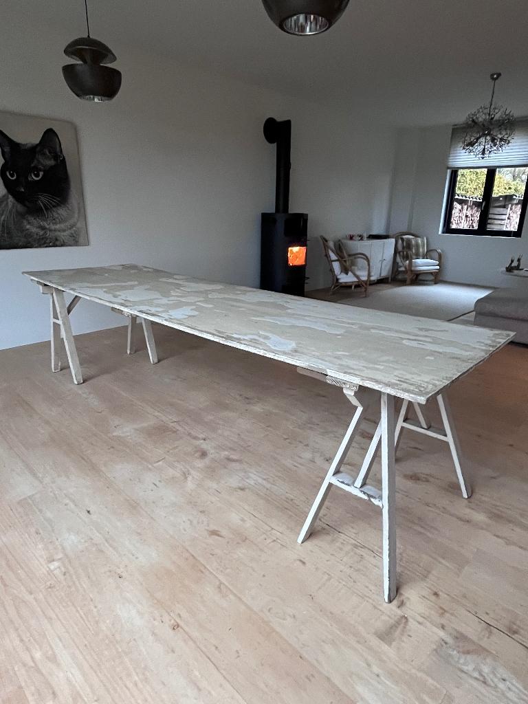 Houten schraagtafel 3 meter, Ophalen, Gebruikt, 200 cm of meer, 50 tot 100 cm