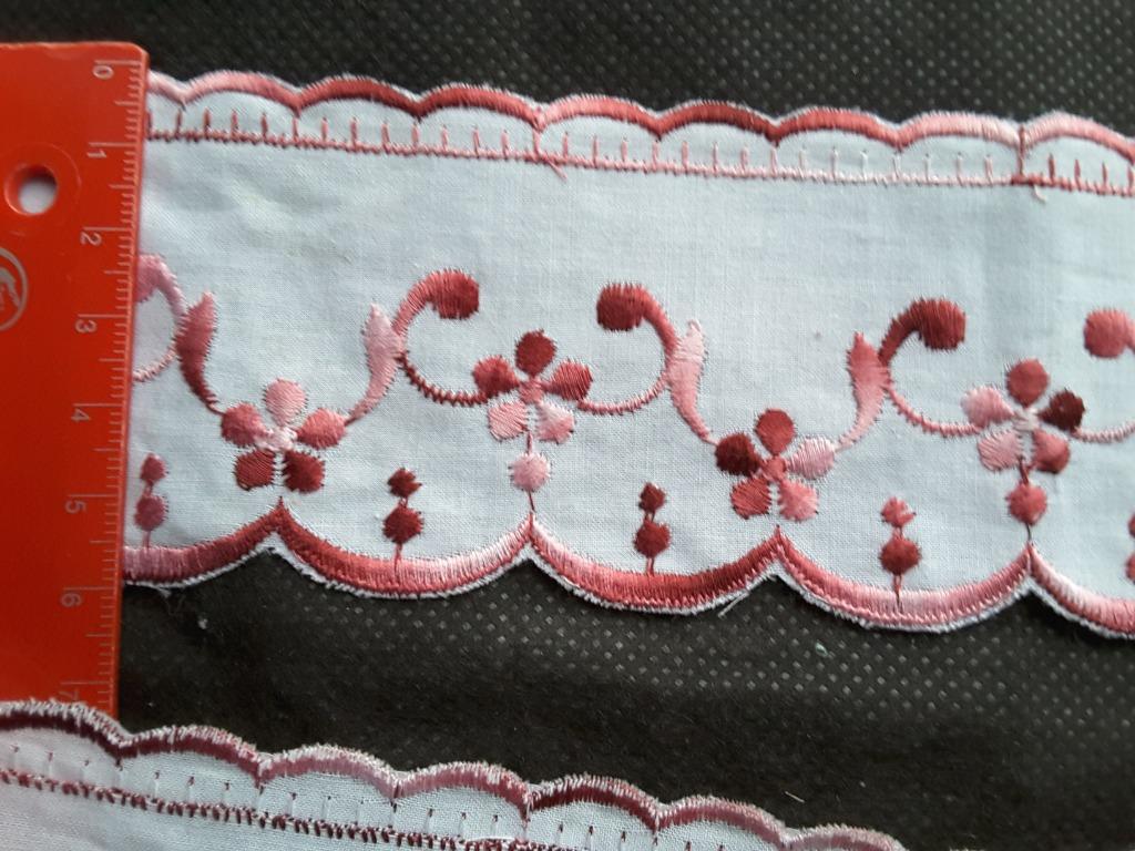 galon blanc 60 mm motif fleurs bordeaux dégradé GB6056, Ophalen of Verzenden, Nieuw