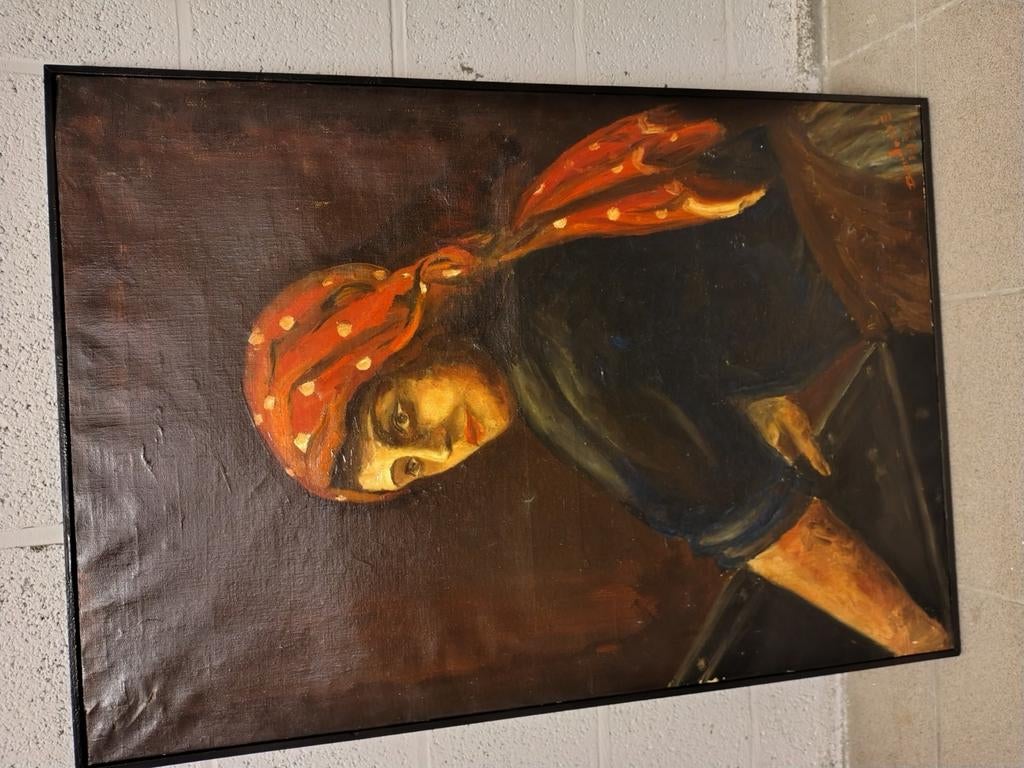 Olieverf op doek getiteld La Hercheuse 1936, Ophalen