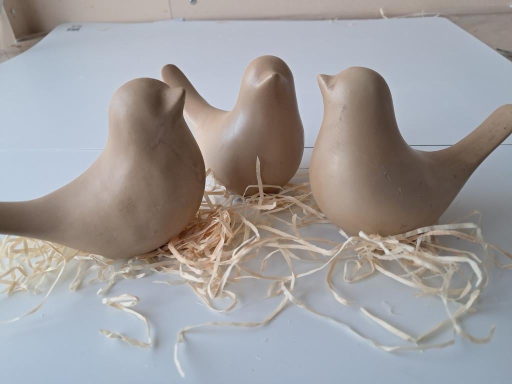 Stenen vogels 3 stuks, Ophalen of Verzenden
