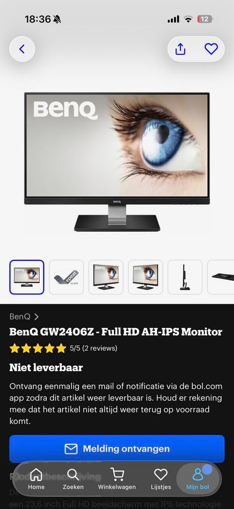 BenQ monitor, Ophalen, Zo goed als nieuw, HD, IPS