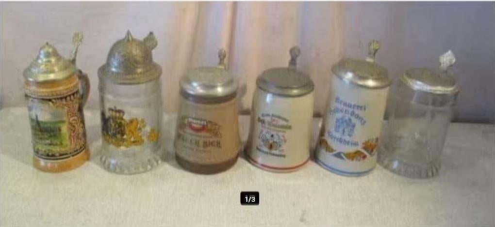 6 Prachtige Oude Bierkruiken, Verzamelen, Ophalen of Verzenden, Zo goed als nieuw, Pul(len)