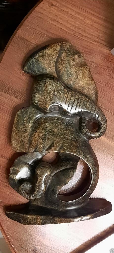 Olifant en haar baby, Zuid-Afrikaans handwerk, speksteen, Ophalen of Verzenden