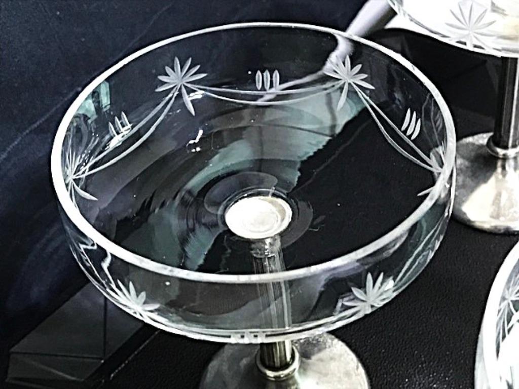 Champagne glazen Geslepen Kristal verzilverde voet Antiek✨🥂, Antiek en Kunst, Ophalen of Verzenden