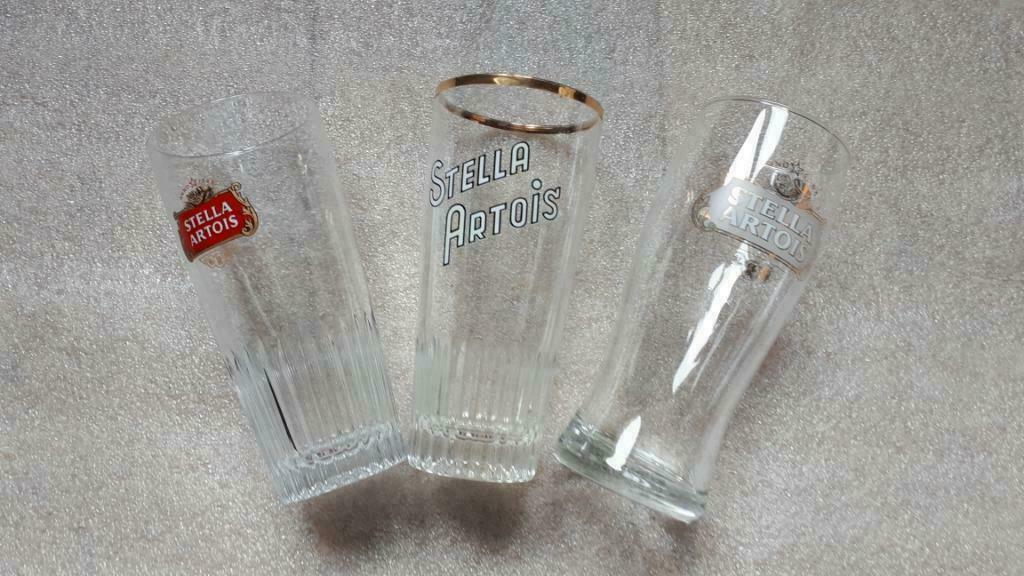Glazen Stella Artois, Verzamelen, Glas en Drinkglazen, Ophalen, Gebruikt, Bierglas