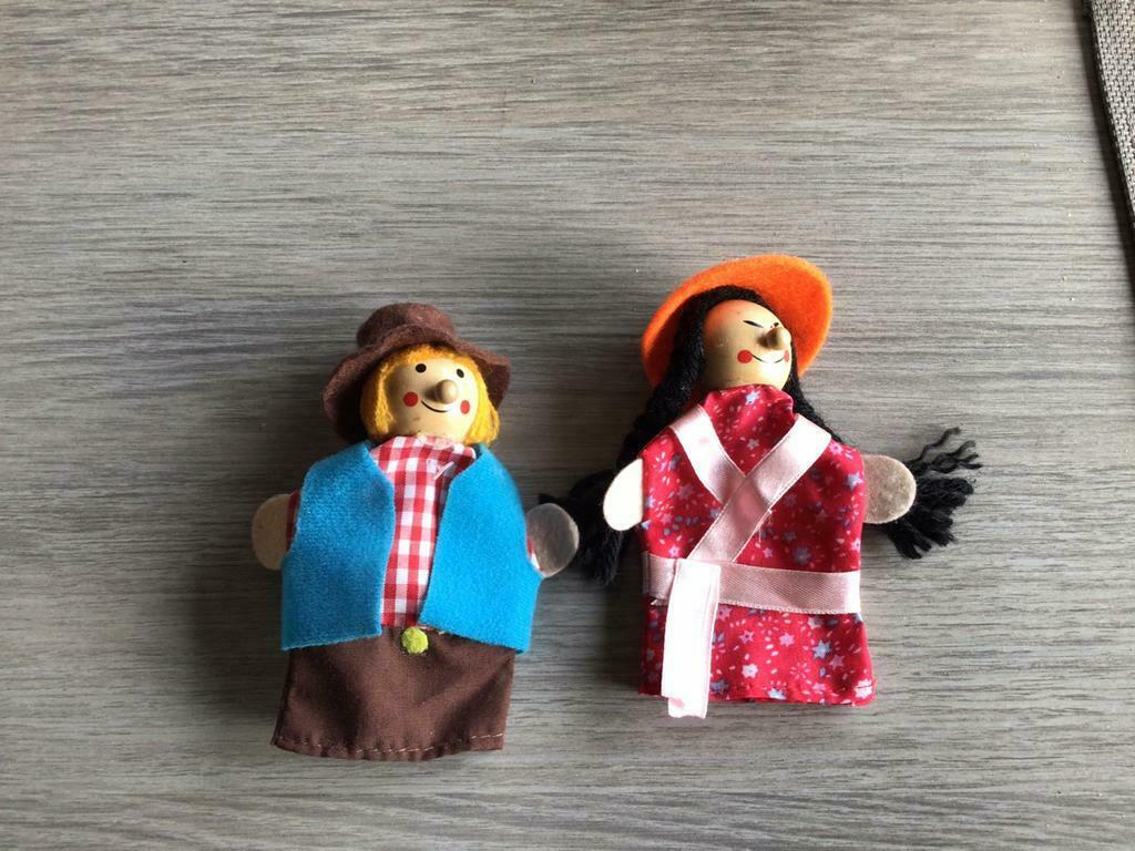 Marionnettes à doigts vintage, avec têtes en bois, Enlèvement ou Envoi, Comme neuf