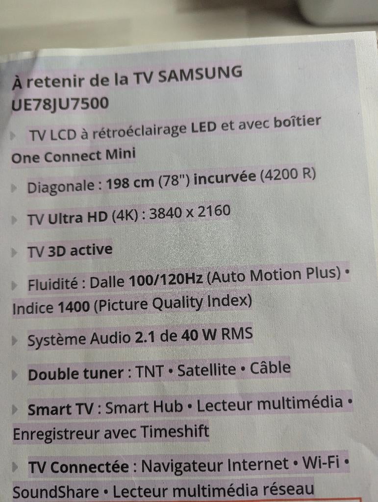 A vendre TV 78 pouce, LED, 60 à 80 cm, 120 Hz, Enlèvement