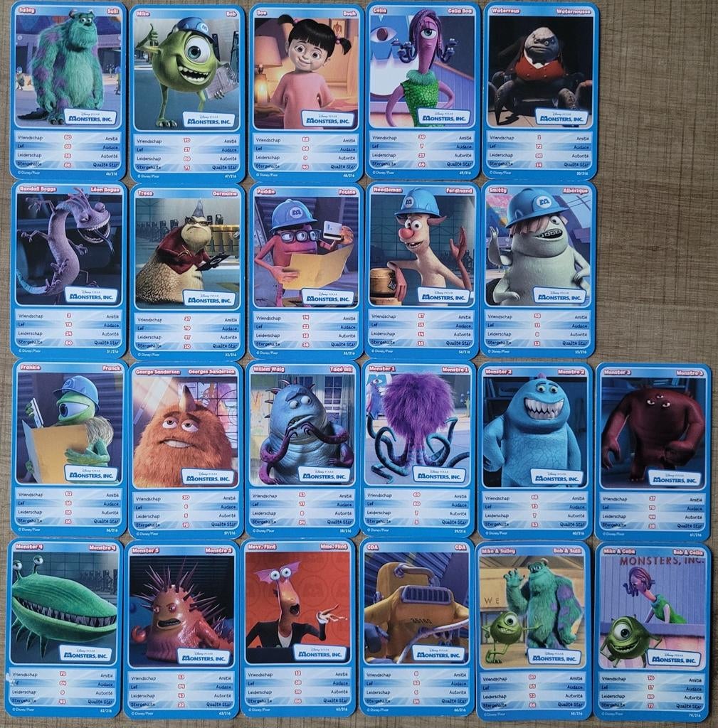 22 verzamelkaarten Disney-Pixar: Monsters Inc., Verzamelen, Ophalen of Verzenden, Zo goed als nieuw