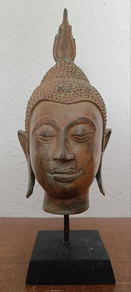 Oude bronzen Boeddha buste., Antiek en Kunst, Ophalen of Verzenden