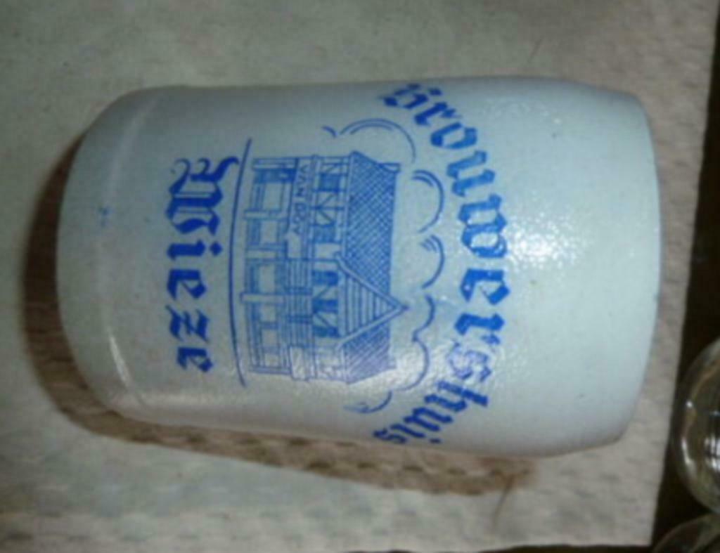 #E bier glas / stenen pul WIEZE van Roy " Brouwershuis "0,5L, Collections, Verres & Petits Verres, Utilisé, Verre à bière, Enlèvement ou Envoi