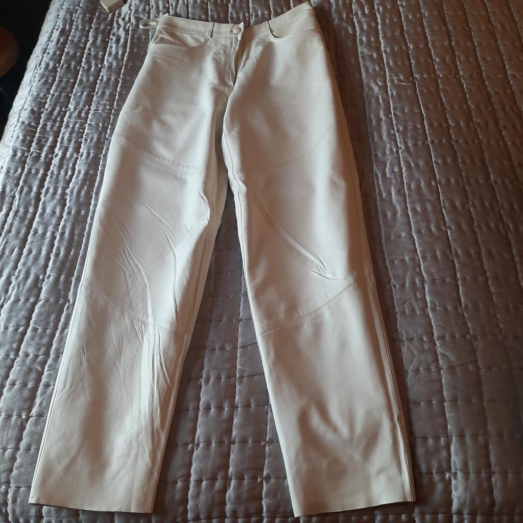 CONCERTO : PANTALON BLANC EN CUIR NAPPA D'AGNEAU POUR FEMME, Neuf, Taille 38/40 (M), Blanc, CONCERTO