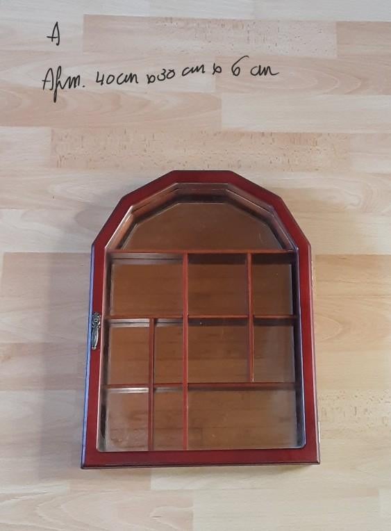 Vintage houten Verzamel spiegelkastje, Antiek en Kunst, Ophalen of Verzenden