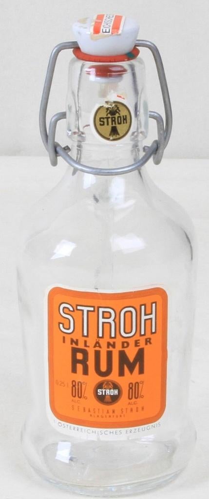 Bouteille vide de rhum Stroh 80% 0,25 lit, Collections, Enlèvement ou Envoi, Utilisé, Emballage