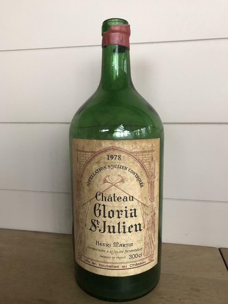 Bouteille Vintage Vide Château Gloria 1978 Double Magnum, Collections, Enlèvement ou Envoi, Comme neuf