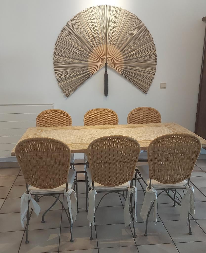 Eettafel en 6 stoelen, Ophalen, 50 tot 100 cm, Zo goed als nieuw, Vijf personen of meer