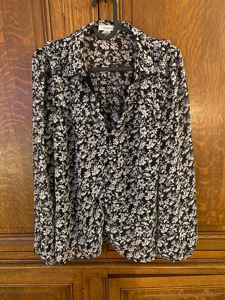 Blouse fleurie, Kleding | Dames, Maat 38/40 (M), Zwart, Zo goed als nieuw, Majolica