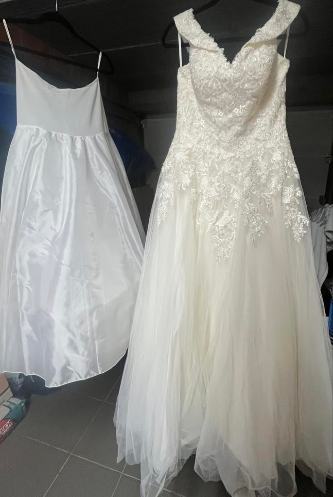 Bruidsjurk met onderkleed en bolero, Kleding | Dames, Trouwkleding en Trouwaccessoires, Zo goed als nieuw, Trouwjurk, Wit, Ophalen