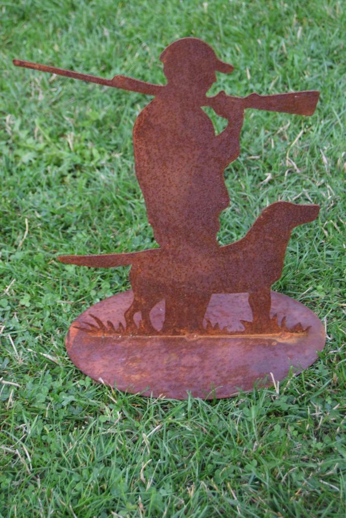 Le chasseur et son chien en fer forgé (grand modèle), Enlèvement ou Envoi, Neuf, Métal, Homme