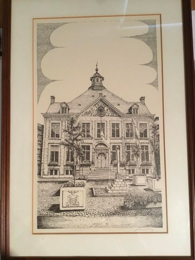 Hasselt stadhuis tekening Wim van Kuyck, Ophalen