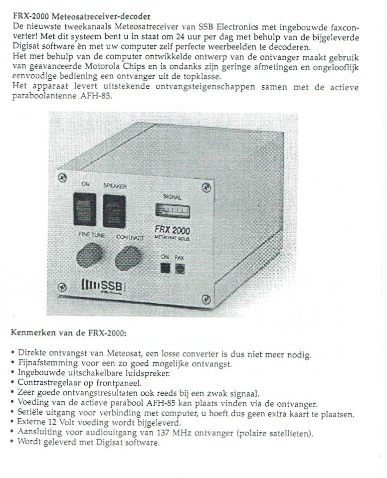 Te koop SSB electronics FRX-2000 Meteo satellieten Ontvanger, Enlèvement ou Envoi, Comme neuf, Récepteur