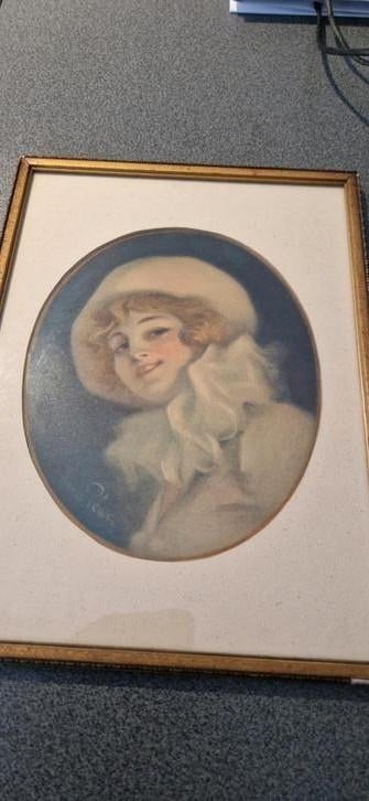 René Pean pastel, Antiek en Kunst, Kunst | Schilderijen | Klassiek, Ophalen of Verzenden