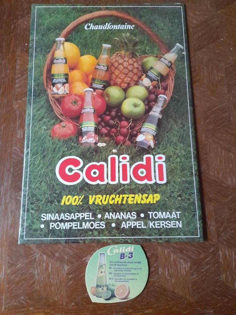 Calidi vruchtensapbordje met viltje, Collections, Marques & Objets publicitaires, Enlèvement ou Envoi