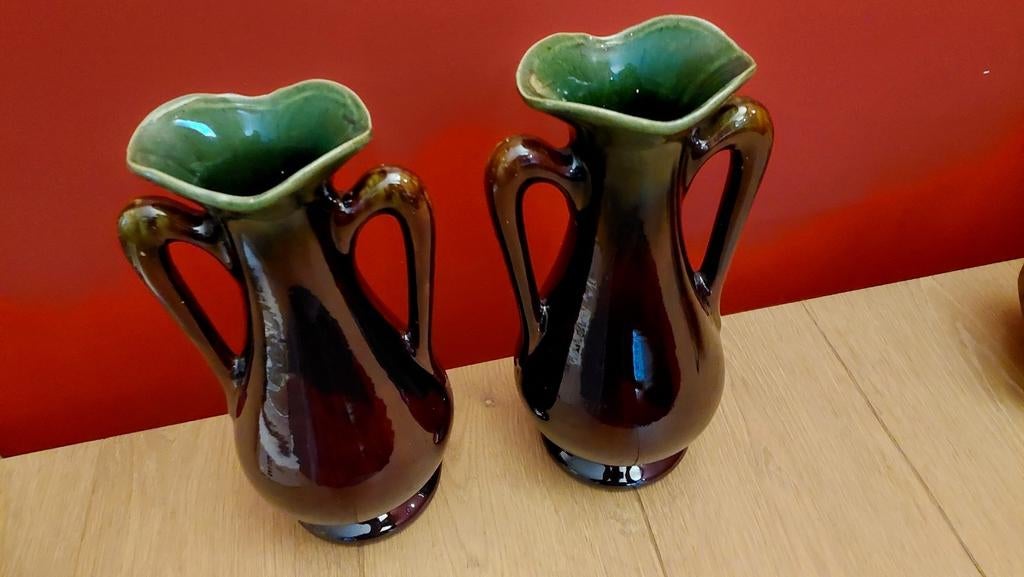 2 identieke Thulin vazen - model 64 - art nouveau - 30 cm, Antiek en Kunst, Ophalen of Verzenden